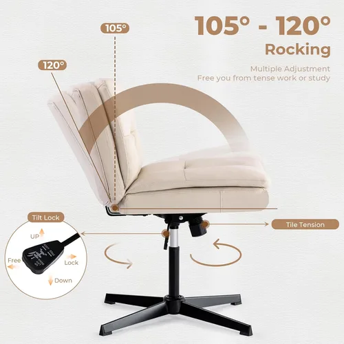 Miniatura 3 de Criss Cross Chair No Wheel Saucer Gaming Armless Swivel Vanity Chair Ergonomic Cross Legged Home Office Computer Chair for Home Living Room Bedroom