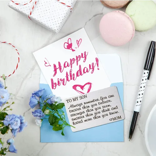 Miniatura 5 de PLwelth Tarjeta de identificación grabada con texto en inglés Mom de acero inoxidable para hombres, niños, adolescentes, con mensaje inspirador