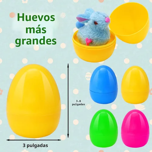 Miniatura 3 de Tuzuaol Paquete de 8 huevos de Pascua precargados con coloridos conejitos y pollitos saltadores de cuerda para rellenos de cestas de Pascua, huevos