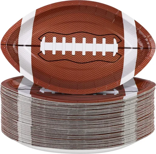 ADXCO 100 platos de papel desechables con forma de fútbol, platos de fiesta de fútbol, suministros de fiesta temática de fútbol, suministros de