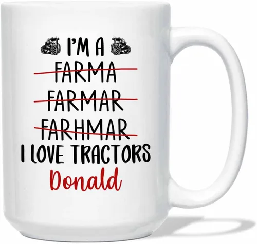 Miniatura 12 de Tazas de café personalizadas con nombre "Born To Farm Forced To Go To School" de 11 onzas y 15 onzas, taza de café personalizada para tractores