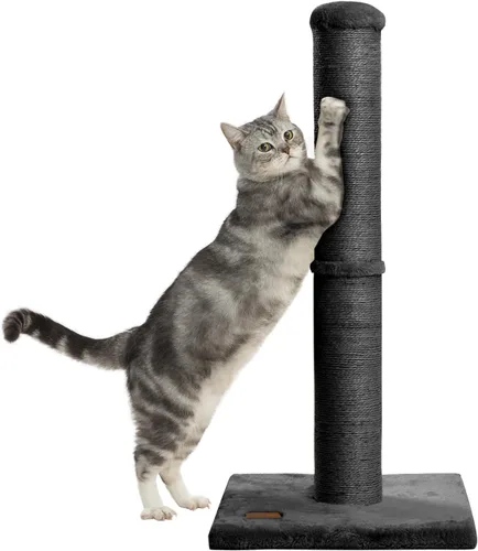 Miniatura 7 de Karolpar Poste rascador para gatos de 34 pulgadas con cuerda de sisal natural, 4.3 pulgadas de diámetro grande, árbol rascador para gatos de Negro