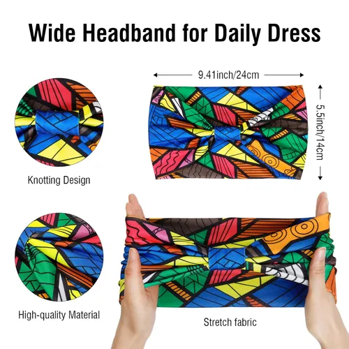 Miniatura 3 de Huachi Diademas anchas para mujer, bohemias, para entrenamiento, para el cabello, con nudos africanos, antideslizantes, turbante, deporte, yoga