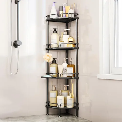 Miniatura 8 de Consumest Soporte Esquinero para Ducha - Organizador de Ducha de 3 Niveles con Soporte para Jabón, Estantes de Esquina Altos de Pie con Patas