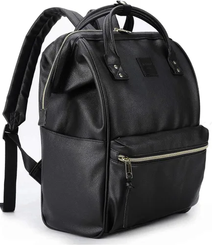Miniatura 19 de Kah&Kee - Mochila de cuero con compartimento para laptop, ideal para viajes, escuela, para mujeres y hombres, marrón claro (Camel Beige)), PU1211