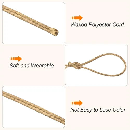 Miniatura 3 de MECCANIXITY Cordón encerado de poliéster encerado de 0.031 in, cuerda de cera de 175 yardas para hacer pulseras, collares, cuentas, joyería y Caqui