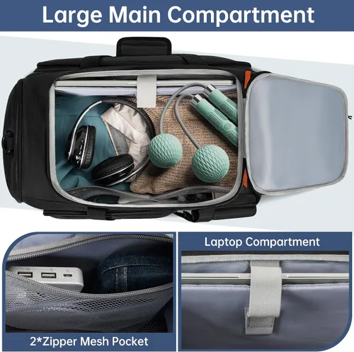 Miniatura 6 de Bolsa de gimnasio para mujeres y hombres, bolsa de viaje deportiva de 33 litros con compartimento para zapatos, bolsa antirrobo para fin de semana