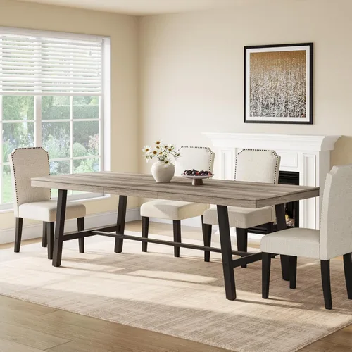 Miniatura 8 de GarveeHome Mesa de comedor industrial para 2-4 personas, mesa de cocina grande de 55.11 pulgadas de largo con marco de metal resistente, encimera