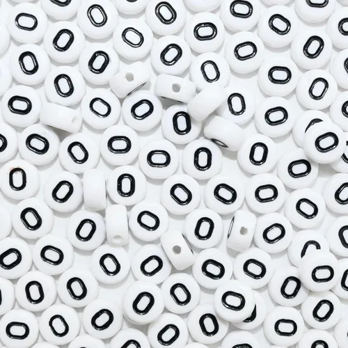 Miniatura 10 de Amaney - 600 cuentas acrílicas blancas de números 0-9, símbolo # corazón con caja de almacenamiento, 0.276 x 0.157 in En caja blanca