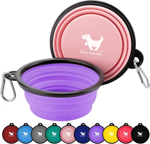 Miniatura 10 de Rest-Eazzzy - Tazones plegables grandes para perros 1000 ml, 2 unidades de fuente de agua portátil para perros, gatos, mascotas, plato plegable