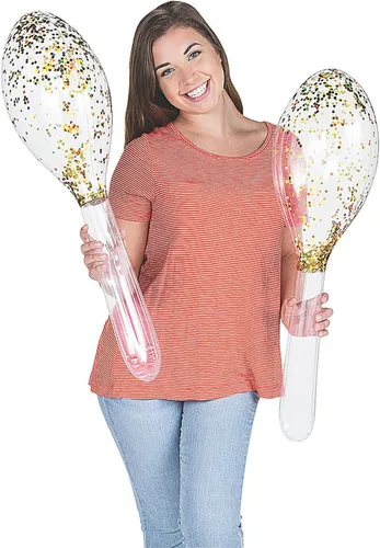 Miniatura 2 de Maracas inflables grandes con purpurina para fiesta - Juego de 2, casi 3 pies de alto - Cinco de Mayo y suministros para fiestas