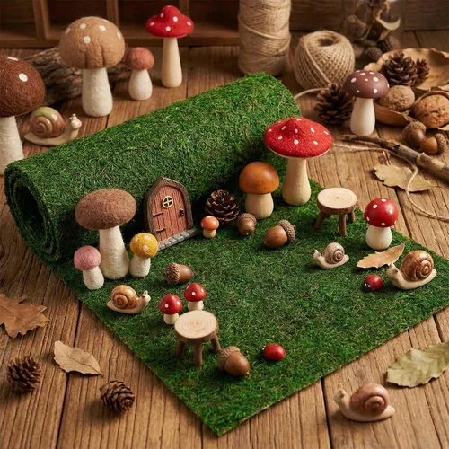 Miniatura 5 de Camino de mesa de musgo seco de 71" x 12" para decoración de jardín de fiesta, verde oscuro, 30x180CM