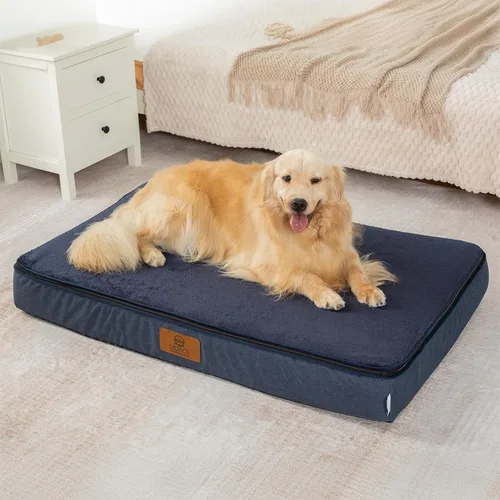 Miniatura 10 de LIORCE Cama grande para perros de espuma viscoelástica, camas ortopédicas de 4 pulgadas de grosor para perros grandes, cama impermeable para perros