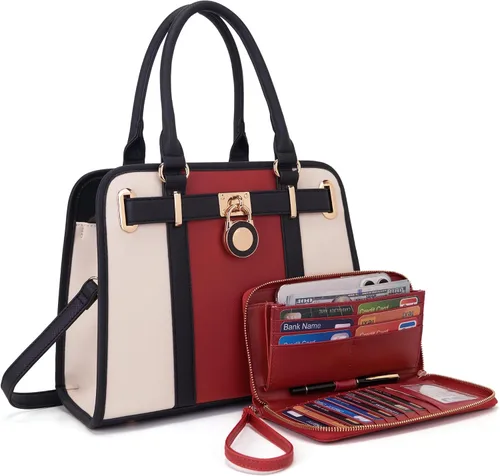 Miniatura 20 de Conjuntos de bolsos para mujeres, bolsos de hombro con asa superior, maletín de trabajo, conjunto de carteras tipo tote con billetera a juego, 2