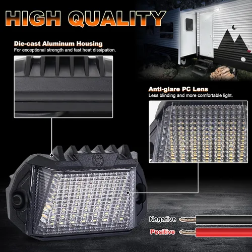Miniatura 4 de Luz exterior para caravana, luz LED de aluminio de 1300 lm con doble color blanco/ámbar para caravana, remolques, camiones, porches, remolque, 5ª