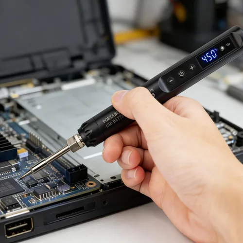 Miniatura 6 de Kit de soldador inalámbrico con pantalla LCD, herramienta de soldadura recargable por USB portátil para electrónica, proyectos de bricolaje