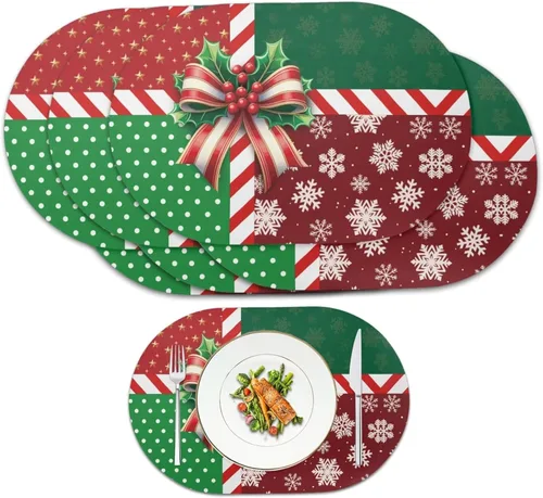 Miniatura 53 de Pumpkin Placemats Oval Placemats Set of 2 Black Cat Table Mats for Dining Tables Washable Heat Resistant Place Mats for Holiday Party Use 12X18 Inch