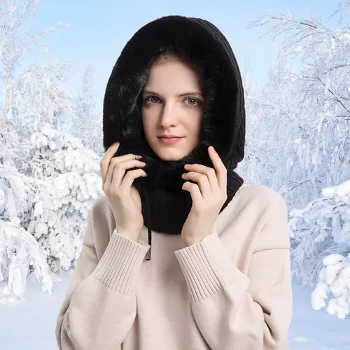 Miniatura 46 de HUAMULAN Gorro de invierno de una pieza para mujer, pasamontañas de forro polar, pasamontañas, máscara facial, bufanda, orejeras, esquí, nieve