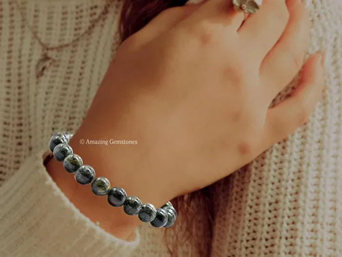 Miniatura 840 de Amazing Gemstone Pulsera de cristal para mujeres y hombres, pulsera de cristal curativo de protección, pulsera elástica con cuentas de piedras