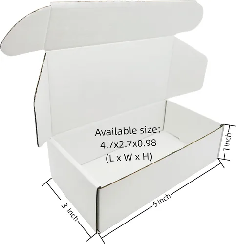 Miniatura 2 de Caja blanca pequeña de 5 x 3 x 1 pulgadas, paquete de 50 cajas de envío reciclables de cartón corrugado para envíos de embalaje empresarial