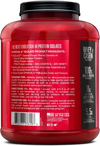 Miniatura 9 de BSN SYNTHA-6 Proteína Aislada en Polvo, Proteína de Chocolate con Aislado de Proteína de Suero, Aislado de Proteína de Leche, Sabor: Batido