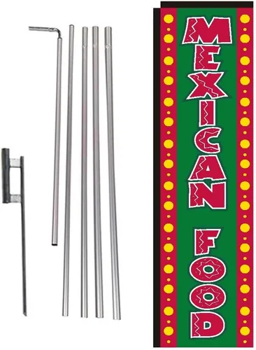 Miniatura 7 de Pupusas - Bandera rectangular de plumas con kit de poste y pico de tierra para restaurantes, mercados, propietarios de negocios
