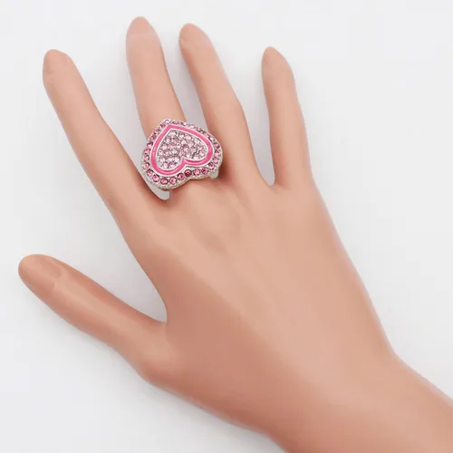 Miniatura 7 de Lavencious Anillos elásticos de diamantes de imitación en forma de corazón para mujer, talla 7-9