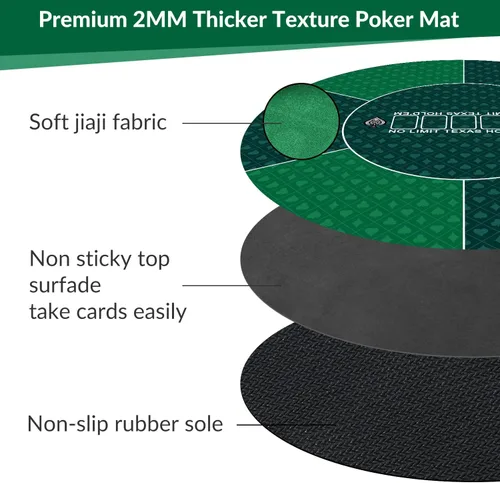 Miniatura 4 de nuveti Alfombrilla de póquer redonda de 61/79/119/140/160 cm para Texas Holdem Mesa de póquer portátil con diseño Art Deco para jugar cartas