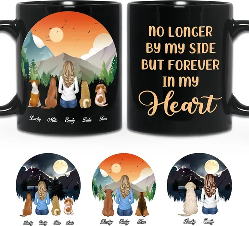 Miniatura 19 de WHIDOBE Taza personalizada de perro (niña – perro) personalizada de 11 onzas, 15 onzas con avatares, nombres, razas – Taza «Dog Mom» para mujeres