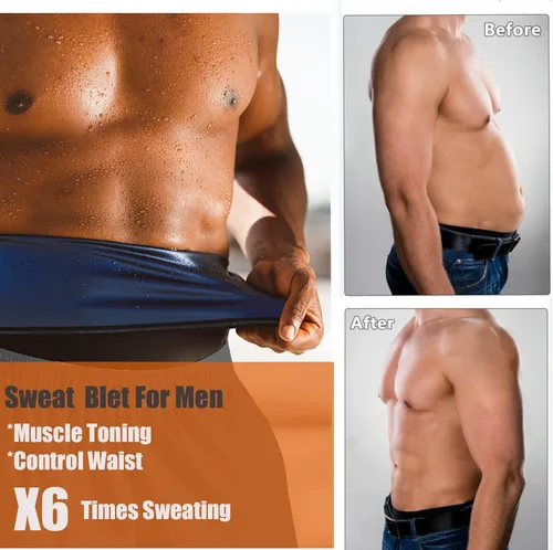 Miniatura 2 de huiming Faja reductora de cintura para hombre, cinturón de sauna, sin neopreno, cinturón adelgazante de sauna, moldeador de entrenamiento