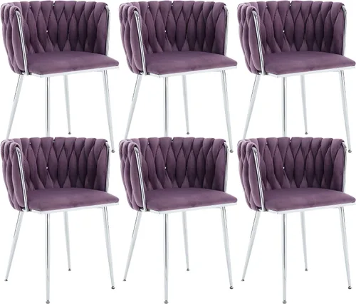 Miniatura 14 de Juego de 2 sillas de comedor de terciopelo, sillas tapizadas tejidas para sala de estar, sillas modernas de cocina y comedor, sillas decorativas