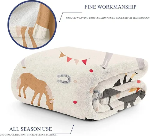 Miniatura 4 de Manta de caballo, suave y cálida manta de felpa de forro polar de 60 x 50 pulgadas, manta de franela suave y acogedora para cama, sofá, oficina
