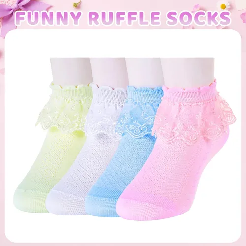 Miniatura 24 de sockfun Calcetines con volantes para bebé, calcetines de encaje con volantes para niños pequeños y niñas