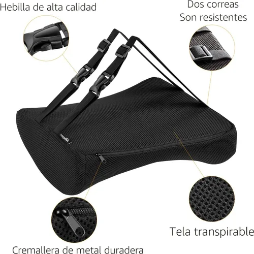 Miniatura 3 de Amazon Basics Cojín rectangular de espuma viscoelástica para silla de escritorio de oficina, color negro