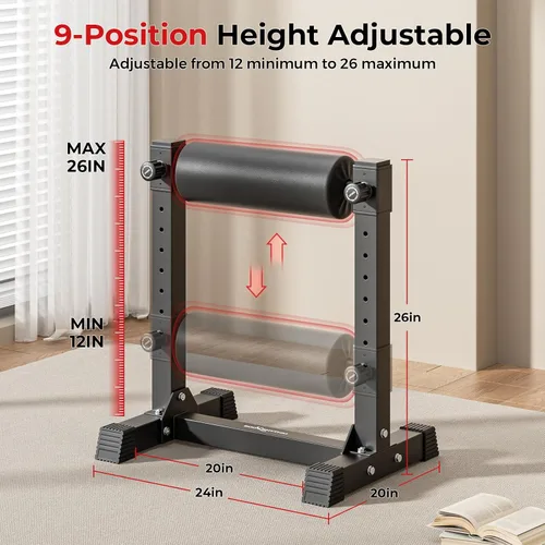 Miniatura 4 de BODYRHYTHM - Soporte de rodillo dividido búlgaro con 9 alturas de rodillo ajustables para sentadillas, estocadas de piernas, entrenamiento