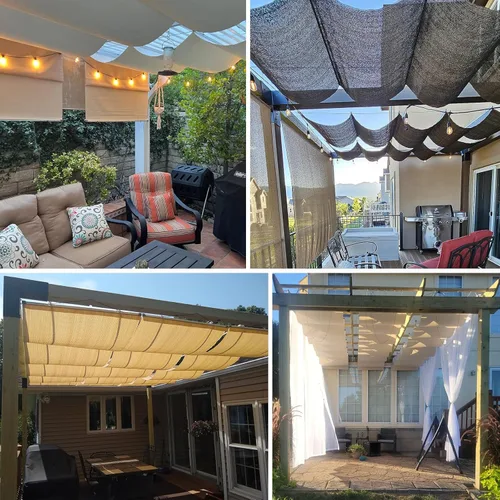 Miniatura 6 de Patio Cubierta de Sombra Impermeable para Pérgola de 4 pies de ancho x 12 pies de largo, Repuesto de Toldo Retráctil, Cubiertas de Tela para Gris