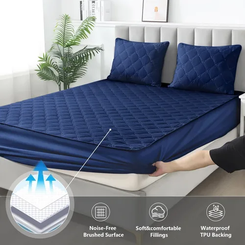 Miniatura 3 de Protector de colchón impermeable – Protector de colchón de tamaño individual silencioso y estilo sábana bajera Protección completa de cama