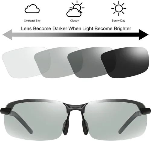 Miniatura 2 de Gafas de sol polarizadas fotocrómicas para hombre Al-Mg marco de metal gafas de conducción deportivas protección UV400 gafas antirreflejos