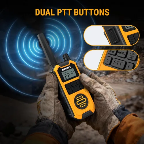 Miniatura 8 de NXGKET Walkie Talkies de alta resistencia para adultos, radios bidireccionales de largo alcance, IP67 impermeable, 2M a prueba de caídas, NOAA