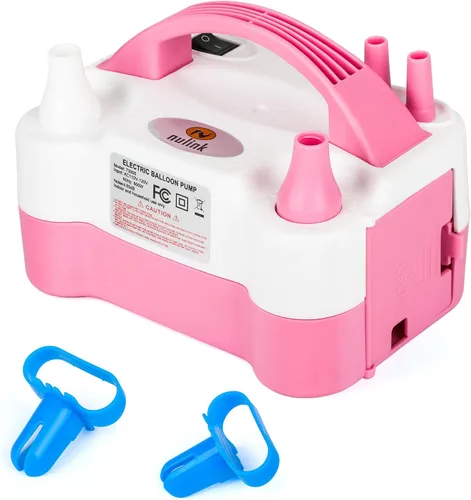 Miniatura 10 de Bomba eléctrica de globos, máquina sopladora de globos eléctrica portátil, bomba de aire de globos, boquilla doble, inflador de globos de 110 V 600