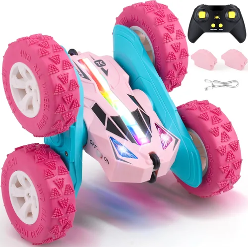 Miniatura 9 de Threeking Rc Stunt Car Automóvil de acrobacias con control remoto, camión todoterreno con volteo de doble cara, rotación de 360º, deformación 3D