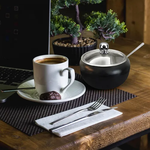 Miniatura 2 de Azucarero con tapa y cuchara Recipiente de azúcar de 12oz para barra de café Frasco portasal, té, caramelos, azúcar en cubo, azúcar moreno, ghee