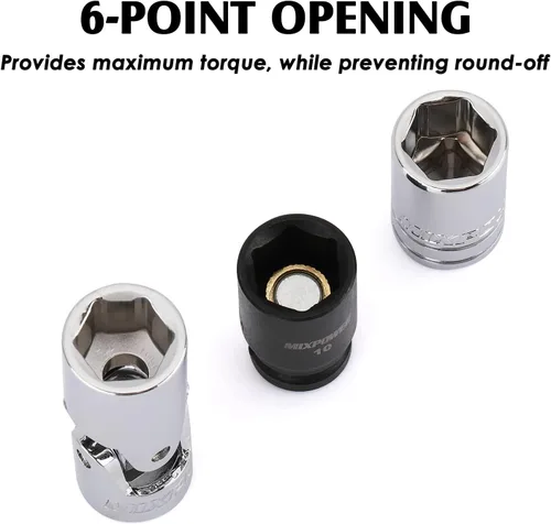 Miniatura 3 de MIXPOWER 5 piezas de enchufe de 1/4" de 6 puntos de tamaño único de 10 mm, juego de enchufes de 10 mm, enchufe magnético, junta universal, enchufe