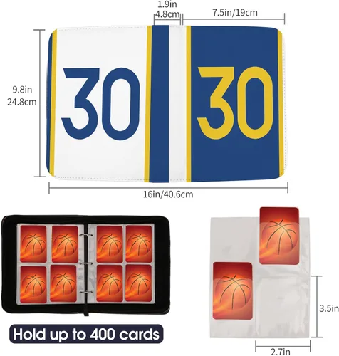 Miniatura 3 de Carpeta de tarjetas de baloncesto con mangas, 400 bolsillos, tarjetero de baloncesto #30 para tarjetas intercambiables, organizador de carpetas