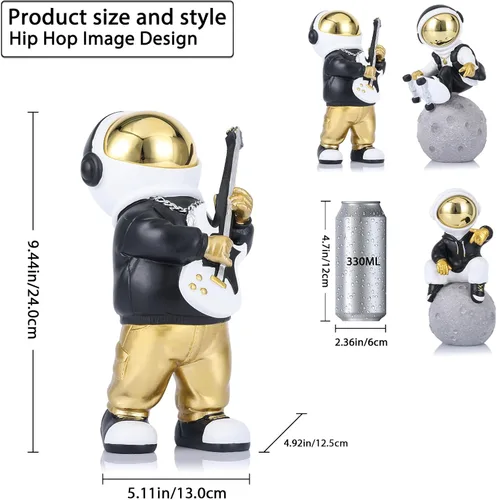 Miniatura 2 de Figura de astronauta, escultura de astronauta en oro negro, estatua de astronauta, regalo para niños, decoración de habitación para hombres, hogar