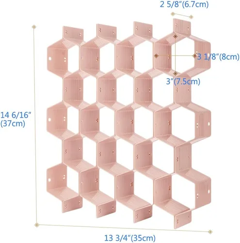 Miniatura 6 de Poeland Organizador de Cajones con Divisores Ajustables DIY en Malla de Panal de Abejas para Ropa Interior, Cinturones, Bufandas, Calcetines, Rosa