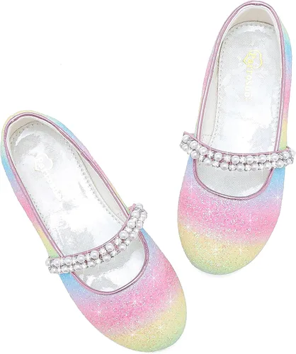 Miniatura 3 de Zapatos de vestir para niñas pequeñas, zapatos de flores, zapatos de princesa, boda, fiesta, zapatos planos para niñas pequeñas y grandes