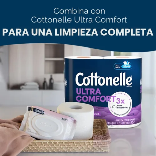 Miniatura 6 de Cottonelle Toallitas húmedas desechables sin fragancia, toallitas húmedas para adultos, 2 paquetes con tapa abatible, 42 toallitas por paquete