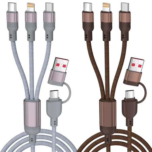 Miniatura 41 de Cable de carga múltiple (paquete de 2 cables de 4 pies) 3 en 1 para múltiples dispositivos, cable de carga universal trenzado de nailon para Negro