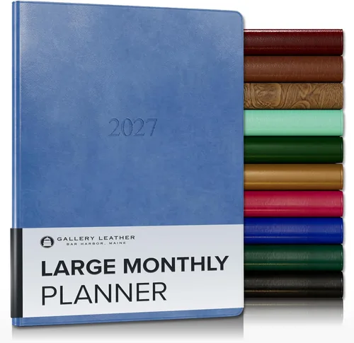 Miniatura 53 de Gallery Leather Agenda Mensual Grande 2025-2026, Elegantemente Encuadernada Planificador de Calendario y Cuaderno con Elegantes Bordes Dorados, 18